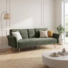 Load image into Gallery viewer, Forest 3 Seater Sofa Bed with Cup Holder - Green