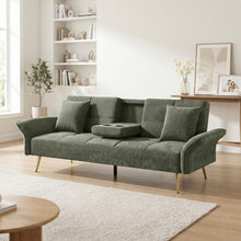 Load image into Gallery viewer, Forest 3 Seater Sofa Bed with Cup Holder - Green