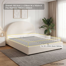 Load image into Gallery viewer, lt11084-isabella-teddy-queen-gas-lift-bed-frame-cream-2607271