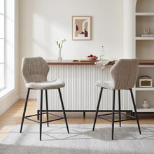 Load image into Gallery viewer, Hygge Fabric Bar Stool - Set Of 2 - Light Brown