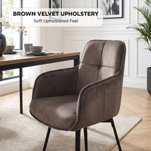 Load image into Gallery viewer, lt11037-elora-swivel-velvet-dining-chair-set-of-2-brown-2607245