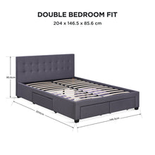 Load image into Gallery viewer, LT11043-eleanor-double-bed-frame-with-4-drawers-dark-grey-2607291