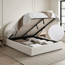 Load image into Gallery viewer, lt10667-isabella-teddy-boucle-queen-gas-lift-bed-frame-white-2607312