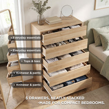 Load image into Gallery viewer, 22606-harris-5-drawers-tallboy-oak-26008032