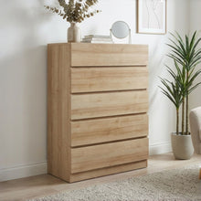 Load image into Gallery viewer, 22606-harris-5-drawers-tallboy-oak-26008035