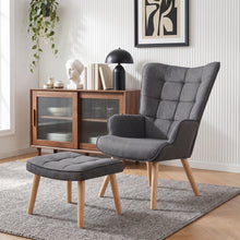 Load image into Gallery viewer, Emma Linen Armchair with Ottoman - Grey