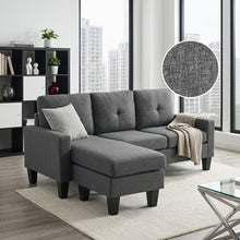 Load image into Gallery viewer, Kellen 3 Seater Sofa With Ottoman - Dark Grey