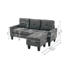 Load image into Gallery viewer, Kellen 3 Seater Sofa With Ottoman - Dark Grey