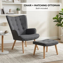 Load image into Gallery viewer, lt10709-olivia-linen-armchair-with-ottoman-grey-2608041