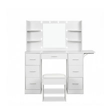 Load image into Gallery viewer, Lumina 2 Piece Dressing Table with Mirror &amp; Stool Set - White
