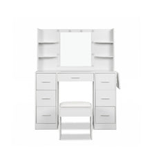 Load image into Gallery viewer, Lumina 2 Piece Dressing Table with Mirror &amp; Stool Set - White