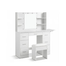 Load image into Gallery viewer, Lumina 2 Piece Dressing Table with Mirror &amp; Stool Set - White