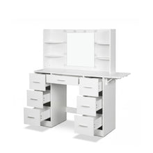 Load image into Gallery viewer, Lumina 2 Piece Dressing Table with Mirror &amp; Stool Set - White