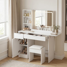 Load image into Gallery viewer, Elva 2 Piece Dressing Table with Mirror &amp; Stool Set - White