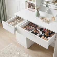 Load image into Gallery viewer, Elva 2 Piece Dressing Table with Mirror &amp; Stool Set - White