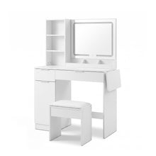 Load image into Gallery viewer, Elva 2 Piece Dressing Table with Mirror &amp; Stool Set - White