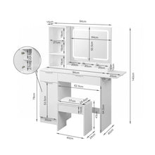 Load image into Gallery viewer, Elva 2 Piece Dressing Table with Mirror &amp; Stool Set - White