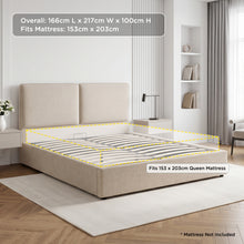Load image into Gallery viewer, lt11094-pureloft-linen-queen-gas-lift-bed-frame-light-beige-2608061