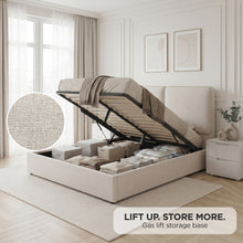 Load image into Gallery viewer, lt11094-pureloft-linen-queen-gas-lift-bed-frame-light-beige-2608062