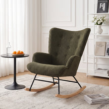 Load image into Gallery viewer, Ava Boucle Rocking Armchair - Dark Green