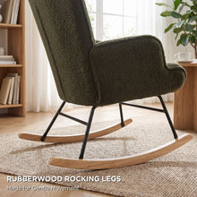 Load image into Gallery viewer, Ava Boucle Rocking Armchair - Dark Green