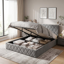 Load image into Gallery viewer, Dima Velvet Queen Gas Lift Bed Frame - Grey