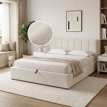 Load image into Gallery viewer, Penelope Queen Gas Lift Velvet Bed Frame - Beige