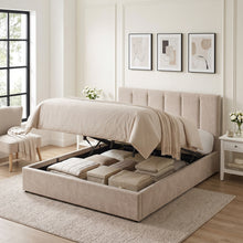 Load image into Gallery viewer, lt11092-stow-queen-gas-lift-bed-frame-linen-khaki-2608071