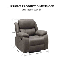 Load image into Gallery viewer, 23027-a-wilson-manual-1-seater-recliner-sofa-brown-2608072