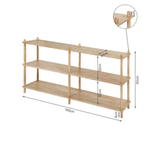 Load image into Gallery viewer, Tui 3 Tier Long Storage Shelf Bookshelf - Oak