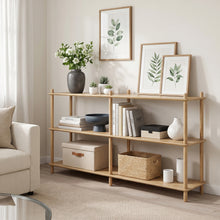 Load image into Gallery viewer, Tui 3 Tier Long Storage Shelf Bookshelf - Oak