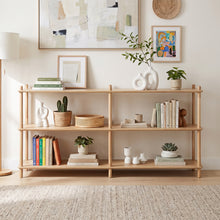 Load image into Gallery viewer, Tui 3 Tier Long Storage Shelf Bookshelf - Oak