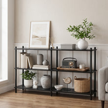 Load image into Gallery viewer, Tui 3 Tier Long Storage Shelf Bookshelf - Black