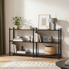 Load image into Gallery viewer, Tui 3 Tier Long Storage Shelf Bookshelf - Black