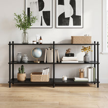 Load image into Gallery viewer, Tui 3 Tier Long Storage Shelf Bookshelf - Black