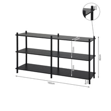 Load image into Gallery viewer, Tui 3 Tier Long Storage Shelf Bookshelf - Black