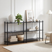Load image into Gallery viewer, Tui 3 Tier Long Storage Shelf Bookshelf - Black