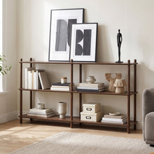Load image into Gallery viewer, Tui 3 Tier Long Storage Shelf Bookshelf - Walnut
