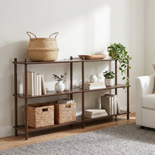 Load image into Gallery viewer, Tui 3 Tier Long Storage Shelf Bookshelf - Walnut