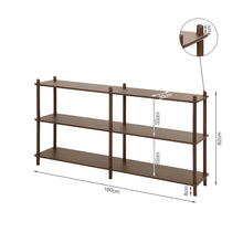 Load image into Gallery viewer, Tui 3 Tier Long Storage Shelf Bookshelf - Walnut