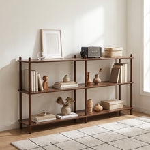 Load image into Gallery viewer, Tui 3 Tier Long Storage Shelf Bookshelf - Walnut