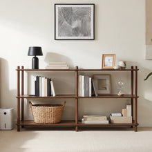 Load image into Gallery viewer, Tui 3 Tier Long Storage Shelf Bookshelf - Walnut
