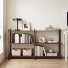Load image into Gallery viewer, Tui 3 Tier Long Storage Shelf Bookshelf - Walnut