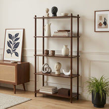 Load image into Gallery viewer, Tui 5 Tier Storage Shelf Bookshelf - Walnut