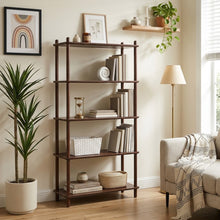 Load image into Gallery viewer, Tui 5 Tier Storage Shelf Bookshelf - Walnut
