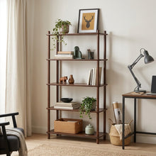 Load image into Gallery viewer, Tui 5 Tier Storage Shelf Bookshelf - Walnut