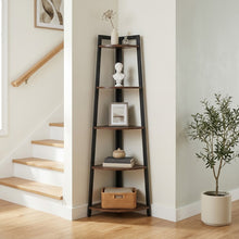 Load image into Gallery viewer, Sora 5 Tier Corner Shelf - Rustic Brown