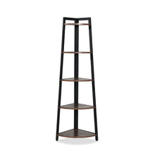 Load image into Gallery viewer, Sora 5 Tier Corner Shelf - Rustic Brown