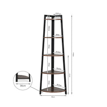 Load image into Gallery viewer, Sora 5 Tier Corner Shelf - Rustic Brown