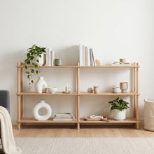 Load image into Gallery viewer, Tui 3 Tier Long Storage Shelf Bookshelf - Oak